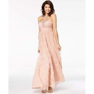 Trixxi Juniors Embellished Soutache Strapless Gown